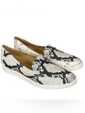 Naturalizer Ranger Slip On Black White Snakeskin Faux Leather loafer Sz 8